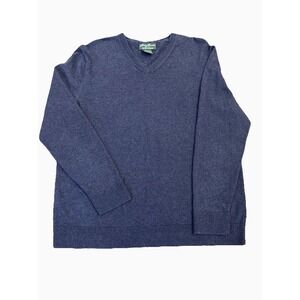 Eddie Bauer Sweater Mens Medium Purple Cashmere Blend V Neck Pullover Classic